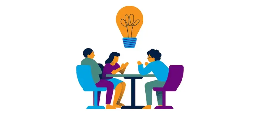 Researchers discussing ideas