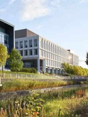 Image of the Usher Building surrounded by trees 
